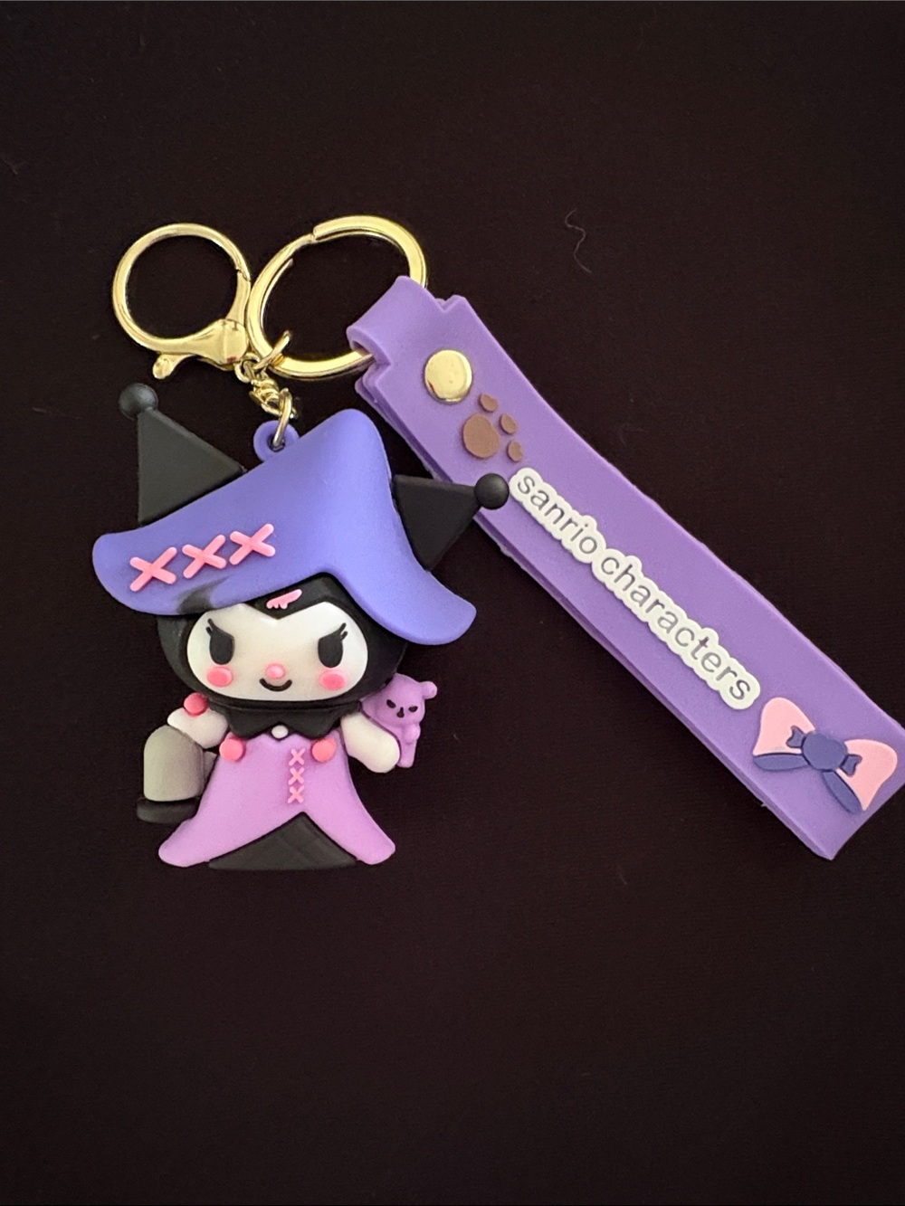 Kuromi Purple Keychain Bag Charm with Detachable Strap
